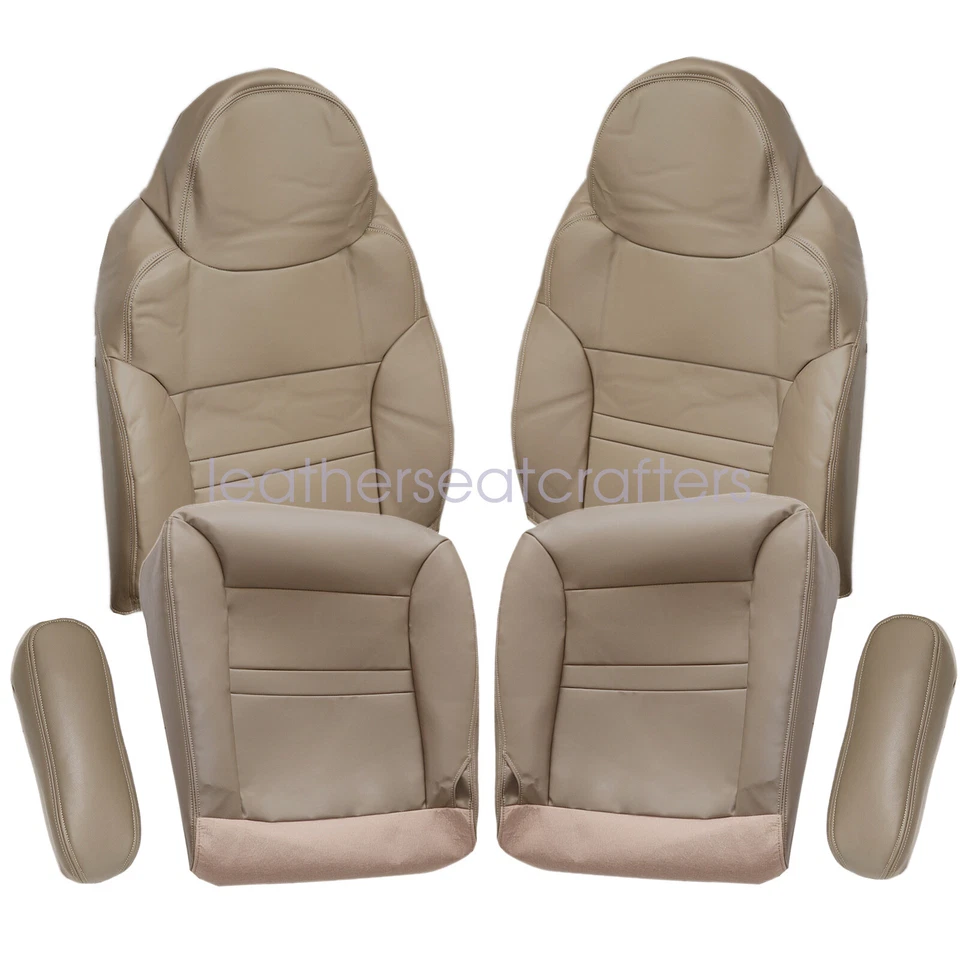 For 2000 2001 Ford Excursion Limited Front Bottom & TOP Leather Seat Cover TAN Foto 2 de 4