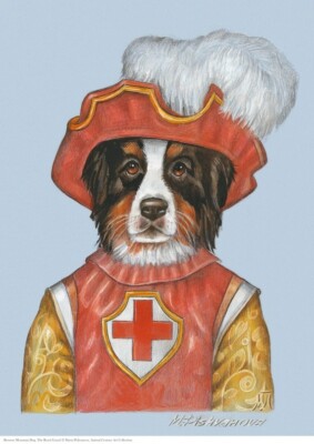 Bernese Mountain Dog A3 Kunstdruck Poster Hund von Maria Pishvanova