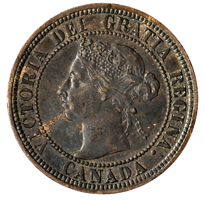 Canada. Victoria 1888 Large Cent AU KM-7. Maybe a Flying I in DEI