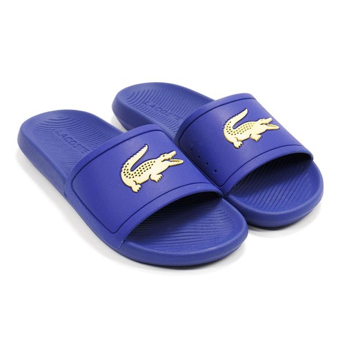 Lacoste Men Sandals Flip Flops Croco Slide Sandals Navy - Afbeelding 1 van 12