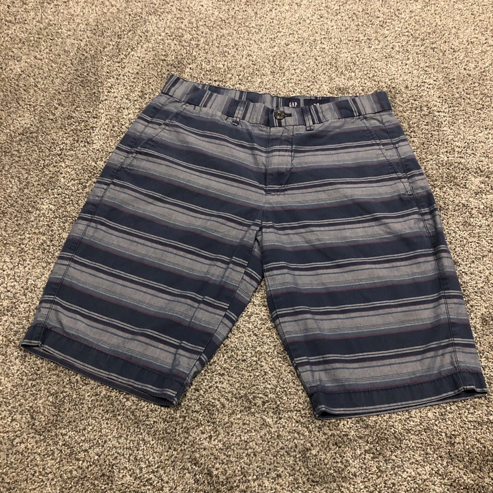 Pantalones Cortos Gap Para Hombre 30 Azul Chino Rayas 11" Algodón Bolsillos Lona Preppy Foto 2 de 4