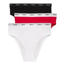 HANES Women  s 3-Pack Hi-Legs Cotton Blend Stretch Underwear Panties Size S/5