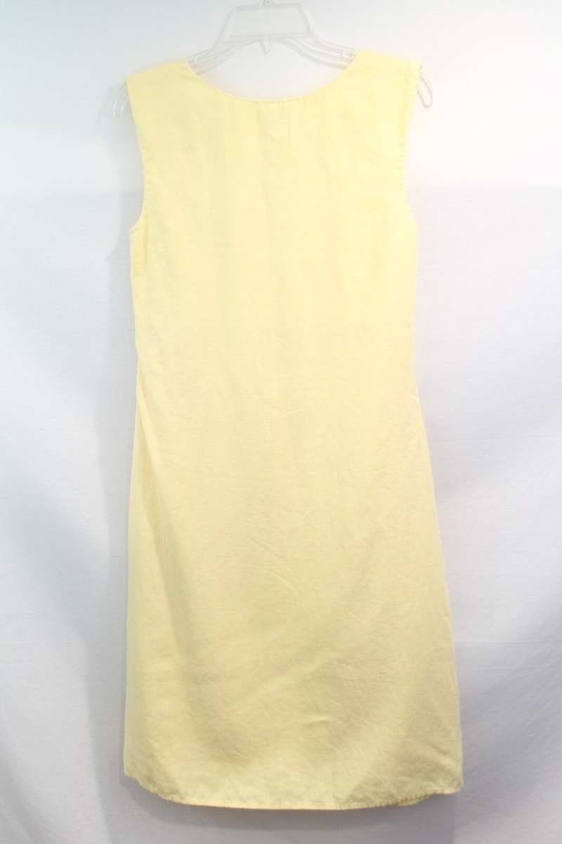 J Peterman Dress Linen Career Casual size 10 Yellow Lined Twisted Sleeves |  eBay