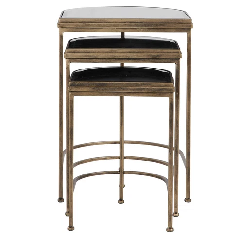 UTTERMOST INDIA 24908 BRUSHED GOLD FORGED IRON FRAME NESTING TABLE SET OF 3 - Picture 9 of 9