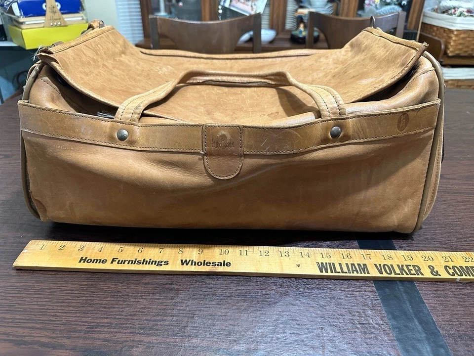 Bolso de Viaje Hartmann De Colección Cuero Suave Lona Computadora Trabajo Fin de Semana **LEER** Foto 4 de 4