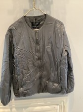 ''pre Owned'' Long Champ Gray Color 100% Polyester Spring Rain Jacket Size 8 M/l