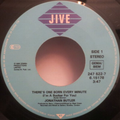 Jonathan Butler Theres One Born Every Minute (Im A Sucker For You) NEAR MINT