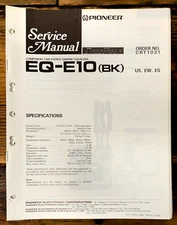 Pioneer EQ-E10 Equalizer Service Manual *Original*