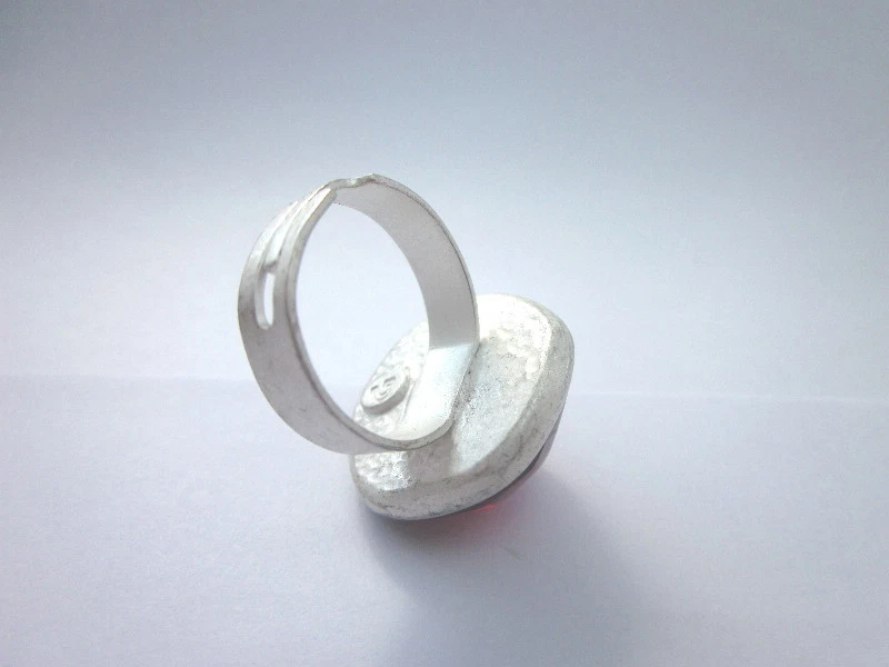 Toller Ring mit orangem Glasstein von Gubo - handgefertigt in D - Bild 2 von 3