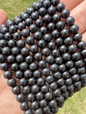 Shungite Bead Strand, Natural Shungite from Russia