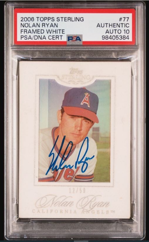 2006 Topps Sterling Nolan Ryan HOF Signed Baseball Card #77 Certified PSA/DNA 10