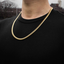 5MM CURB Mens Necklace Silver Chain Cuban - Stainless Steel Gold Neck Link Chain