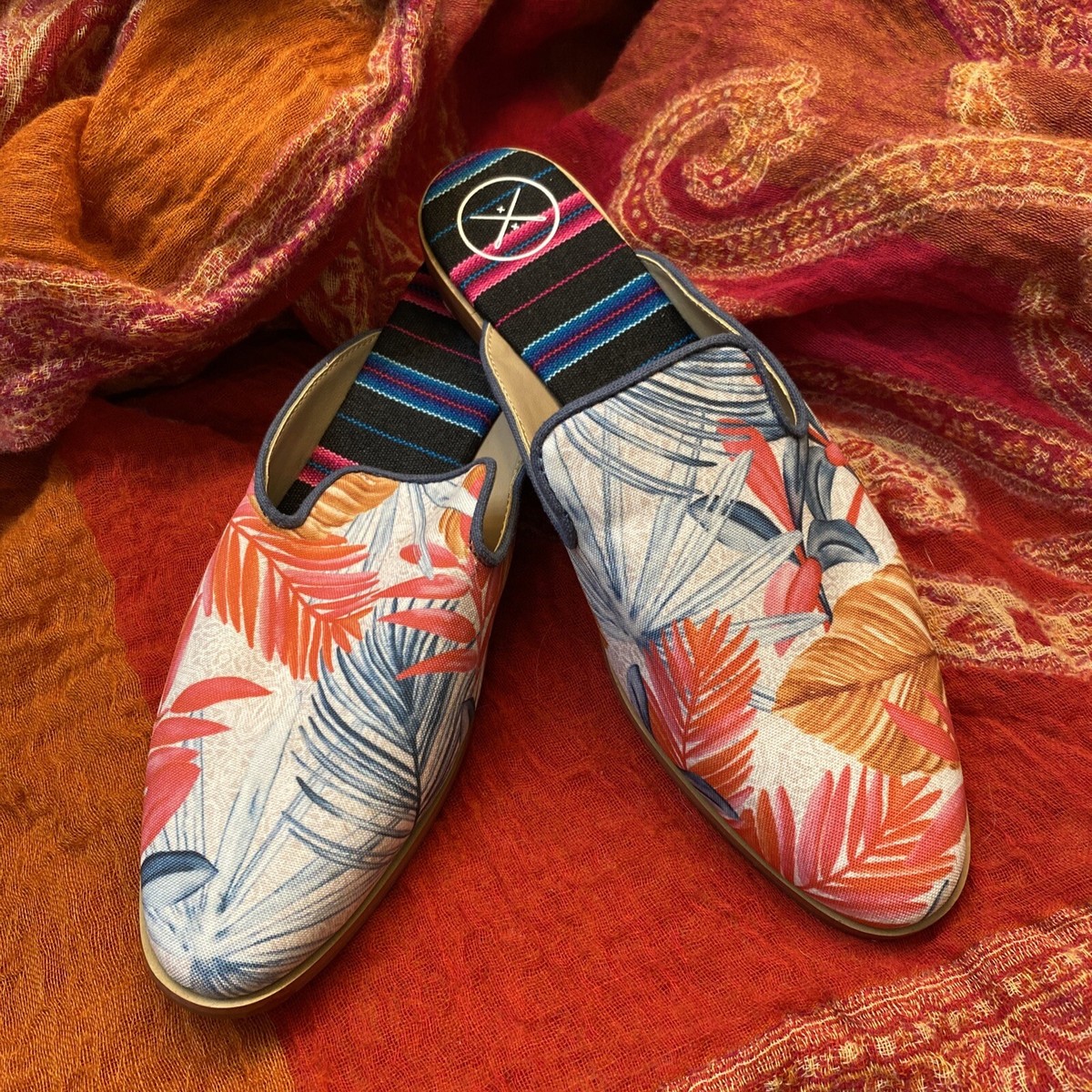 inkkas Floral Slip-On Loafers in Black, Teal, Orange, Red inkkas | It main image 3