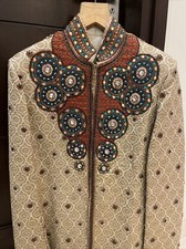 Golden Sherwani For Men Handwork Indian Pakistani Sherwani Groom Outfit