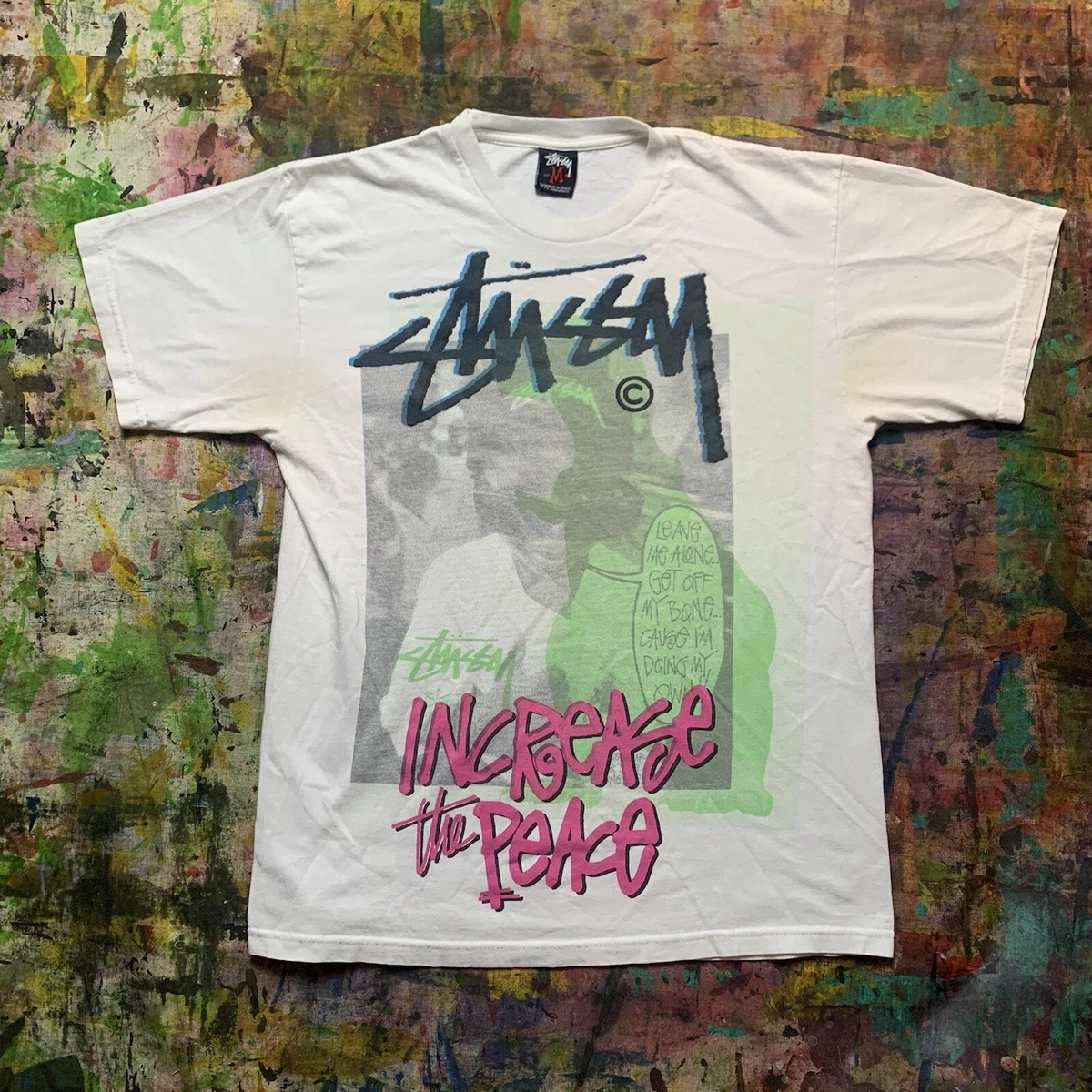 Vintage Stussy Increase The Peace Rap Tee Shirt big print