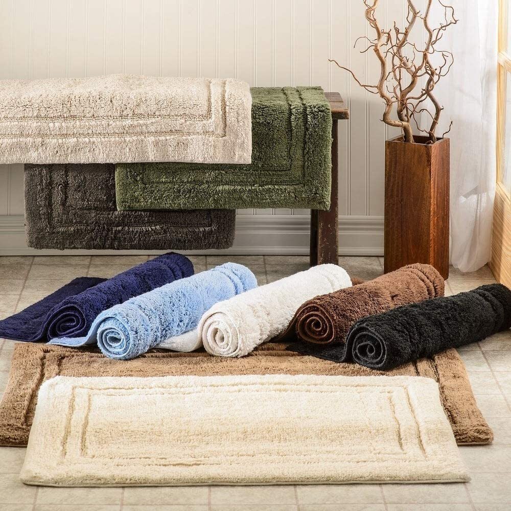 2 Piece Cotton NonSkid Charcoal Grey Bathroom Rugs Large 24x36