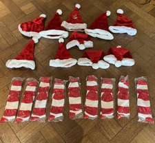 Santas Hats & Christmas Candy Striped Socks for Family Picture Party Gifts Lot