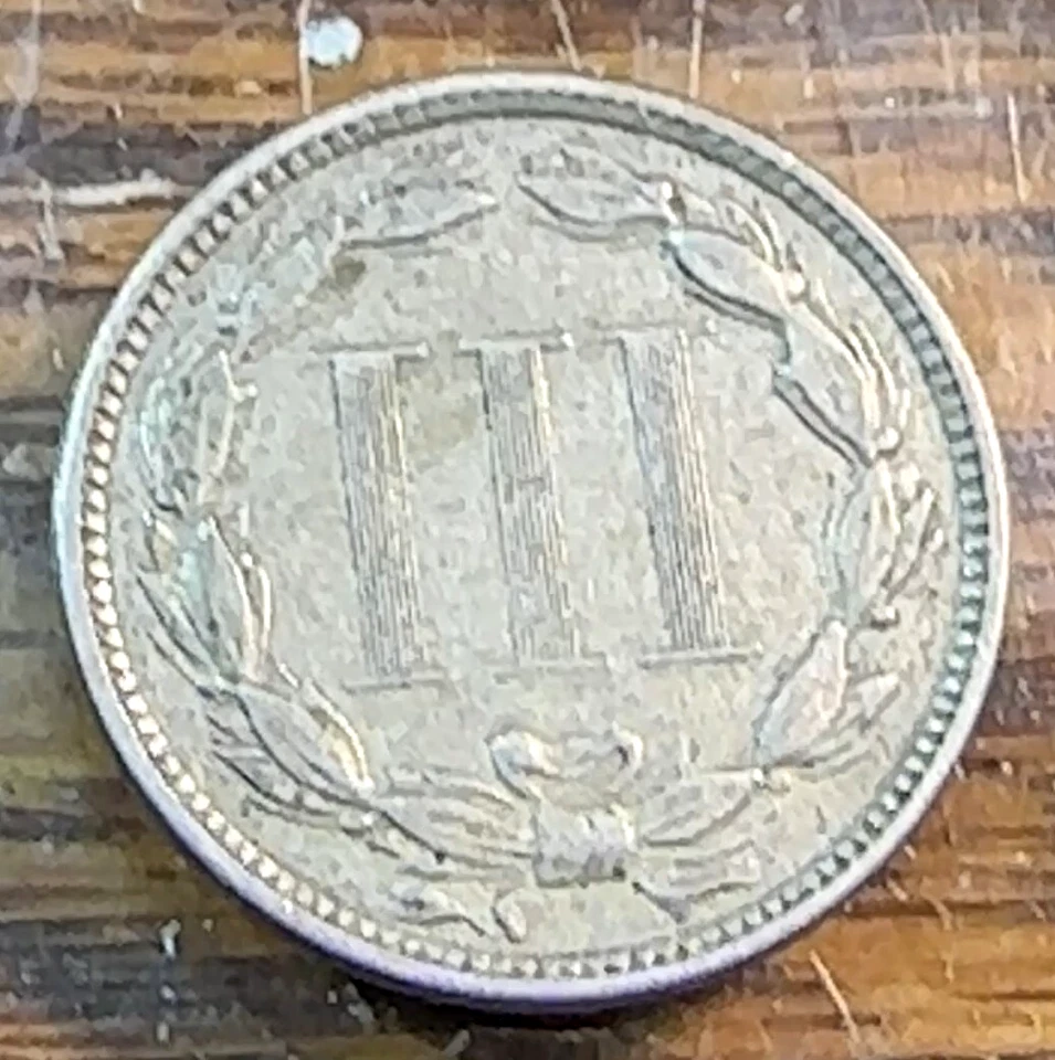 1873 Open 3 Cent Nickel Nice Super Original XF CHRC - Image 2 of 2