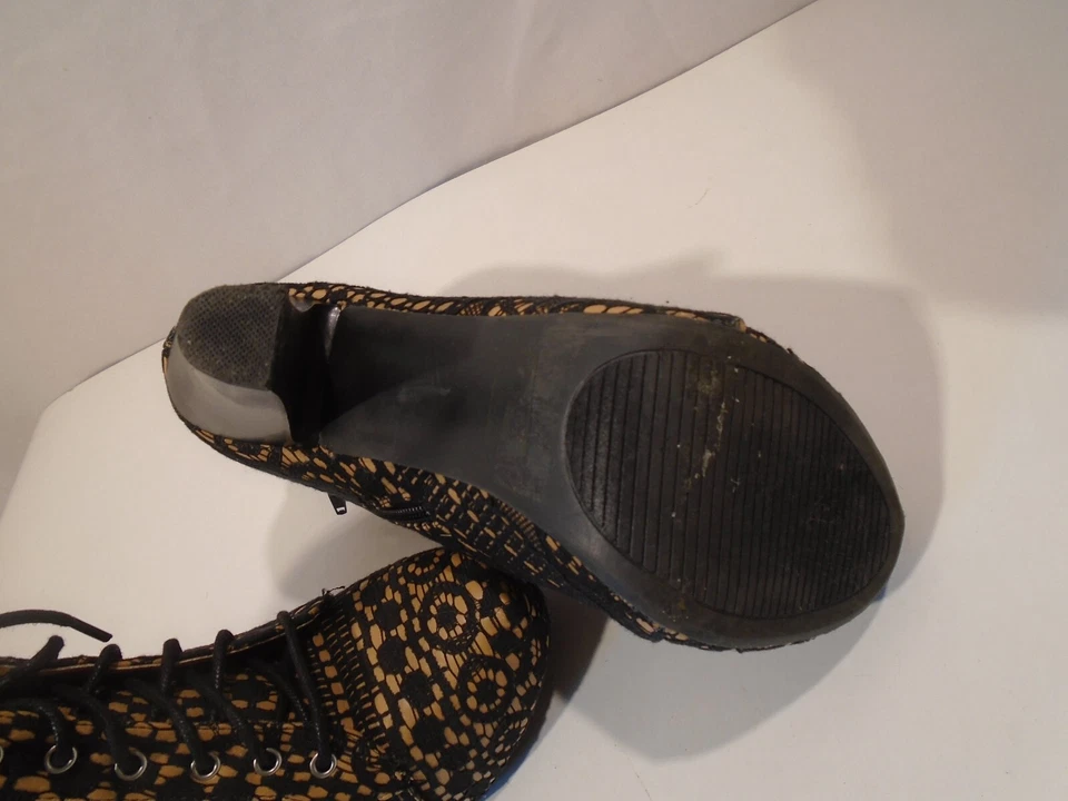 Y2K Charlotte Russe шнурует вверх молнии высокий каблук платформе ботинок черный размер 8,5 - Изображение 3 из 4