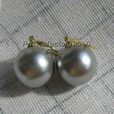 AAA 16mm natural south sea Gray shell pearl earrings 14k