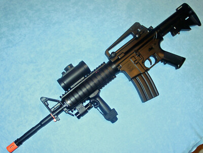 DE M4 Style Auto Electric Airsoft Gun w/Loaded Accessories 6mm plastic BB Gun