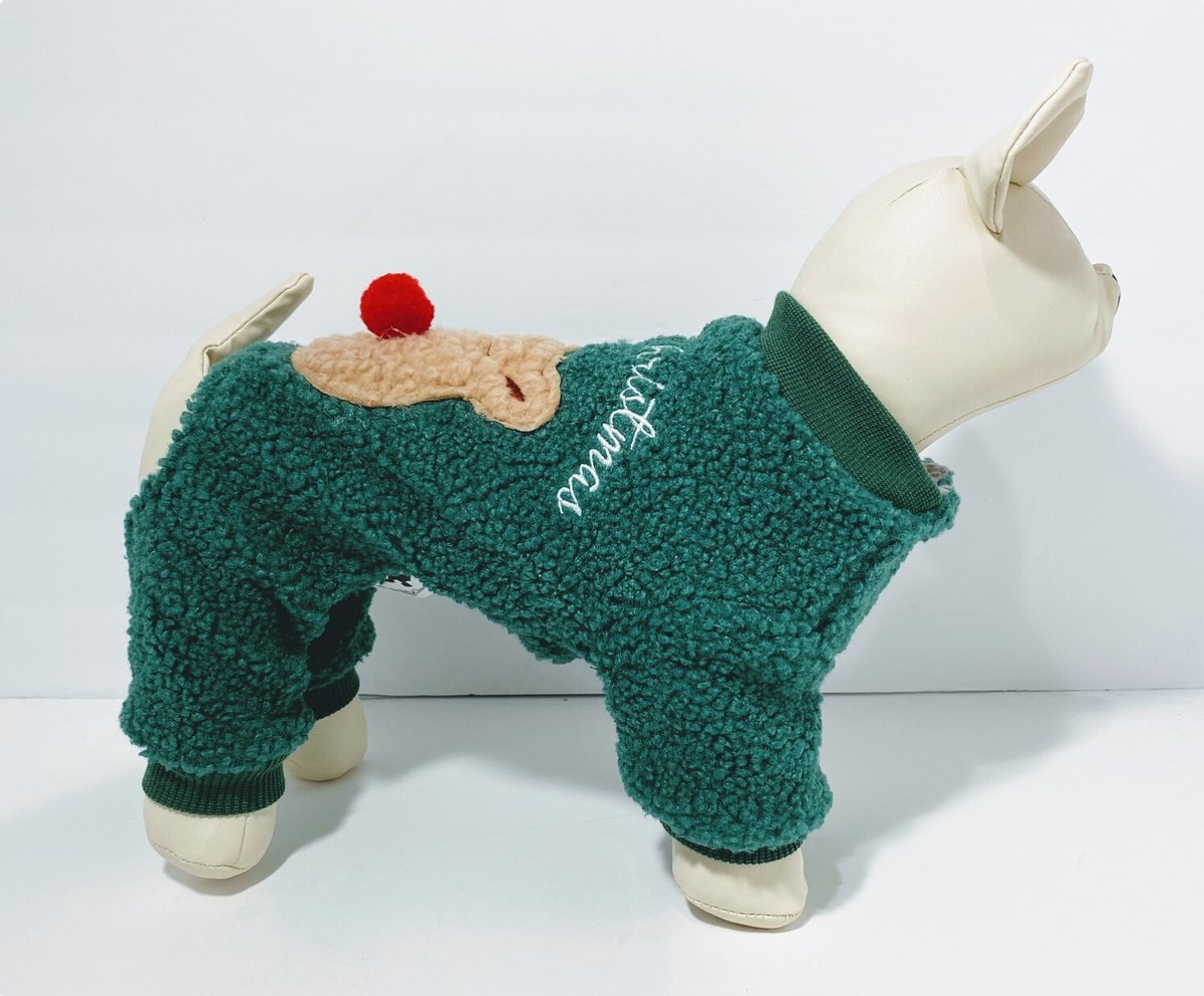 Dog Christmas Sweater Teddy Velvet Color Green For Small Dogs
