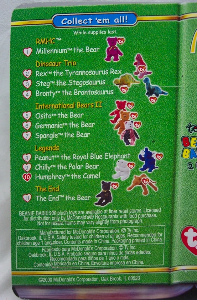 TY Legends McDonald's HUMPHREY THE CAMEL 5" Teenie Beanie Toy 2000 NEW Errors - image 4 of 4