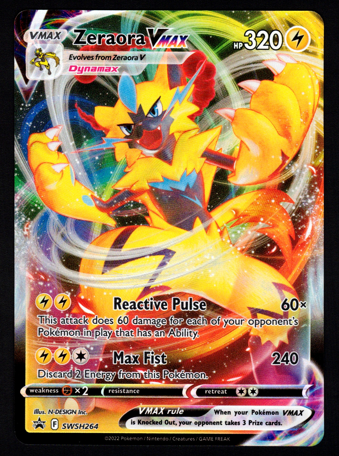 Pokemon TCG  Zeraora VMAX SWSH264 Sword & Shield Promo 2022 NM