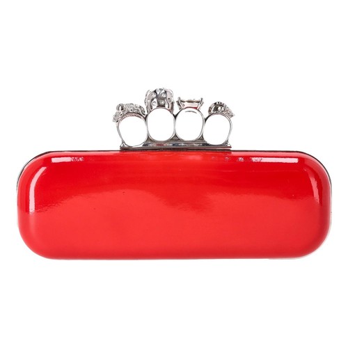 Alexander McQueen Patent Leather Skull Knuckle Box Clutch Bag - Picture 4 of 11