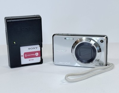 Sony Cyber-shot DSC-W290 12.1MP CCD Digital Camera Silver w/ OEM Battery Charger