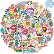 600 PCS Waterproof Vinyl Stickers Bulk Cute Kawaii for Kids Classroom