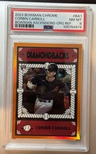 2023 Bowman Chrome Corbin Carroll RC SSP /25 ORANGE ASCENSIONS REFRACTOR PSA 8 