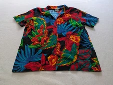 Vtg Hilo Hattie Women's 100% Cotton Hawaiian Shirt Aloha Floral Tropical Size S