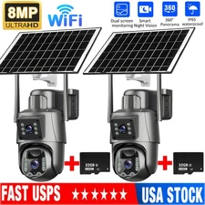 Solar Battery Powered Wireless WiFi Outdoor Pan/Tilt Home Security Camera System