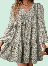 Womens New M Boho Dress Multi-color Paisley Pleated With Flare Classy Easy Care