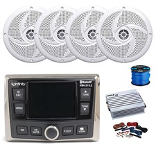 Infinity Marine Gauge BT AM/FM/WB Receiver, Amp w/Kit, 4X 5.25" Speakers,Wire