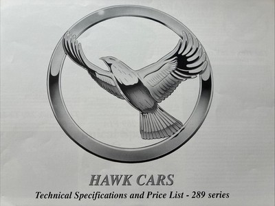 The Hawk Cars 289 Technical Spec And Price List Kit Car Sales Info Brochure