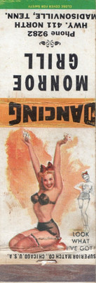 Monroe Grill-Madisonville, Tenn.- Vintage Pin-Up Matchbook Cover