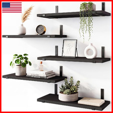 Fixwal Floating Shelves For Wall Black Shelves Wall Mounted Rustic Wood Wall