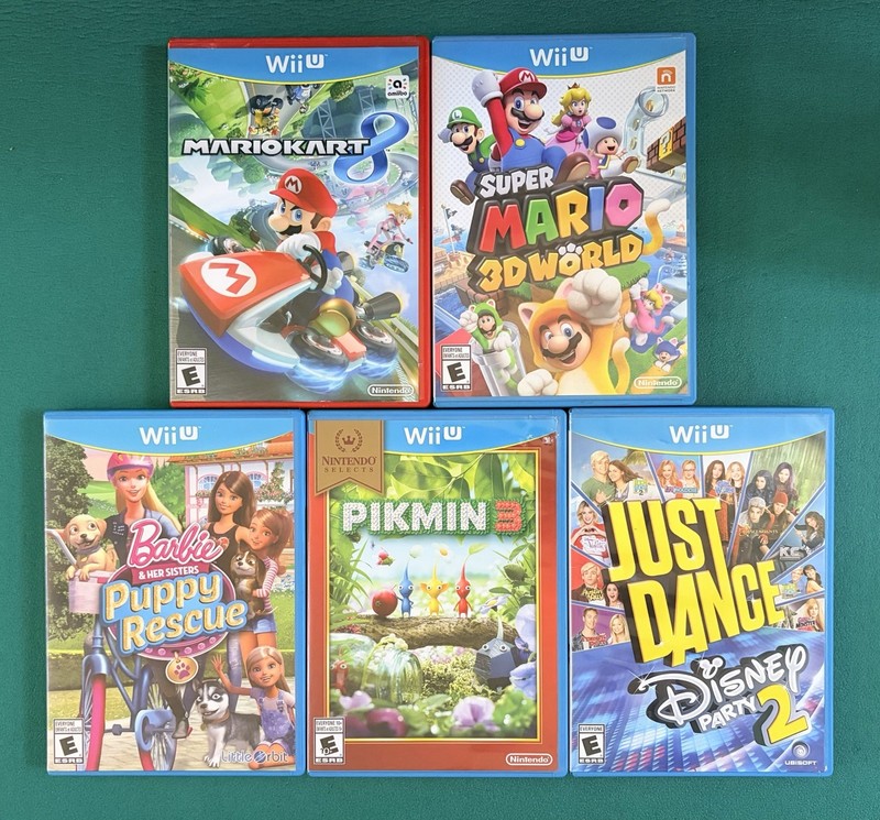 Nintendo Wii U Game Cases ONLY Lot Bundle Mario Kart, Pikmin 3, Just Dance, Barb