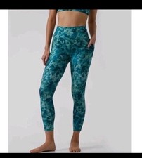 Athleta Salutation Stash Pocket Il Printed Tight Sz M Floral Tie Dye Blue 41