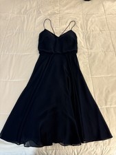 Jenny Yoo Navy Chiffon Sleeveless Bridesmaid Gown Dress Regular Size 2