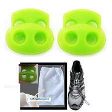2 Shoe Lace Buckle Stopper Shoelace Cord Lock Run Sports Green