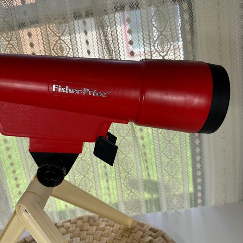 Vintage Fisher Price Toy Telescope 1986 Red Off White Educational Fun - Picture 3 of 11