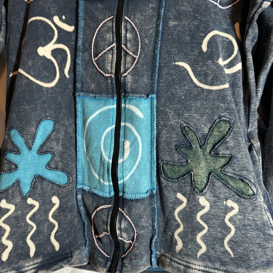Shop Therapy Girl Junior L Peace Sign Hippie Boho Cremallera Funky Patchwork Sudadera con Capucha Foto 2 de 4