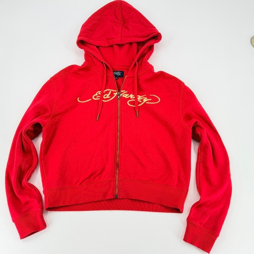 Ed Hardy Red Zip Hoodie Dragon Graphic Y2K Streetwear… - Gem