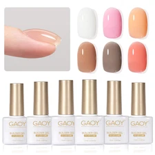 6 Colors Builder Gel Set for Nails, Milky White Pink Nude Jelly Nail Strengthene