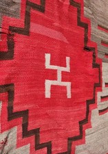 Navajo Rug Blanket Serape Antique Native American Indian Hero Weaving 61x41 1875