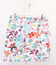 NWT Talbots Womens White Colorful Tropical Floral Print Skirt Size 8
