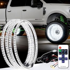 4PCS 17 INCH Double Row Pure White Wheel Lights,Chasing Light Modes, Remote C...